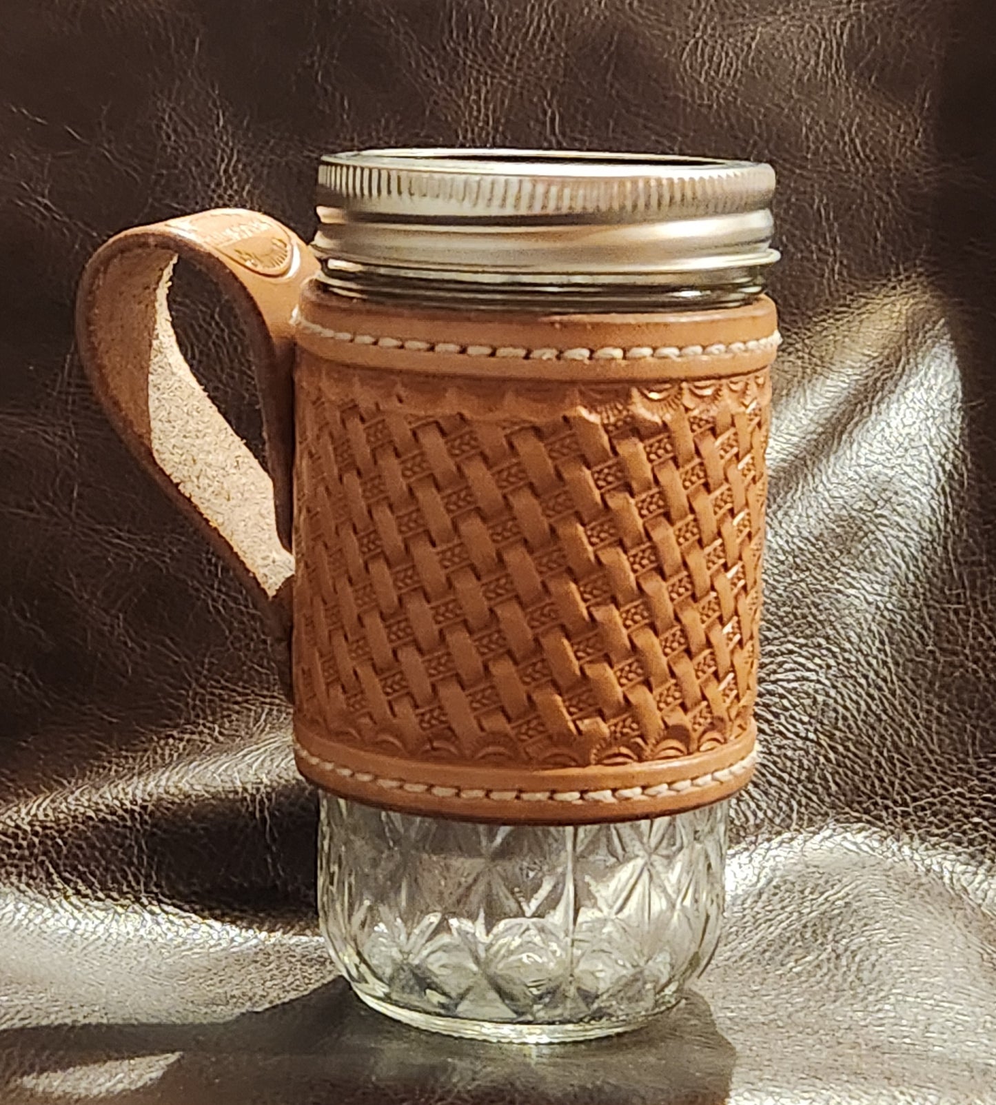 Mason Jar Coffee Cup (Basketweave)