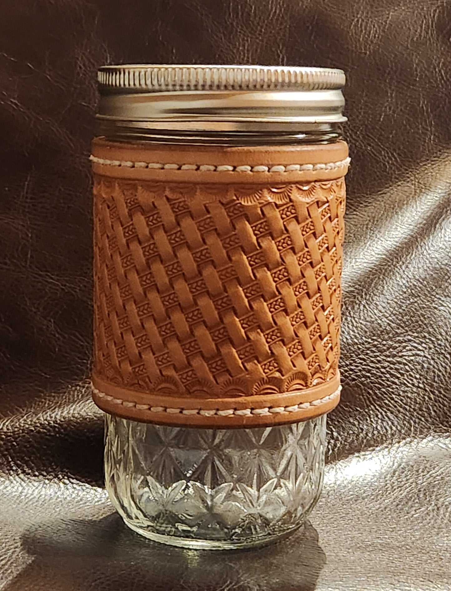 Mason Jar Coffee Cup (Basketweave)