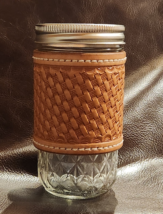 Mason Jar Coffee Cup (Basketweave)